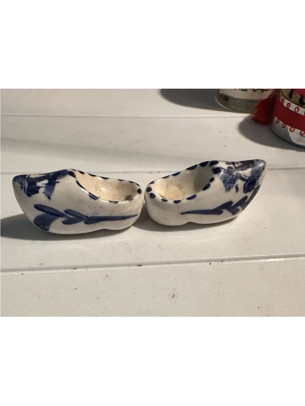 Hand-Painted Delft Miniature Clogs - Blue and White vintage